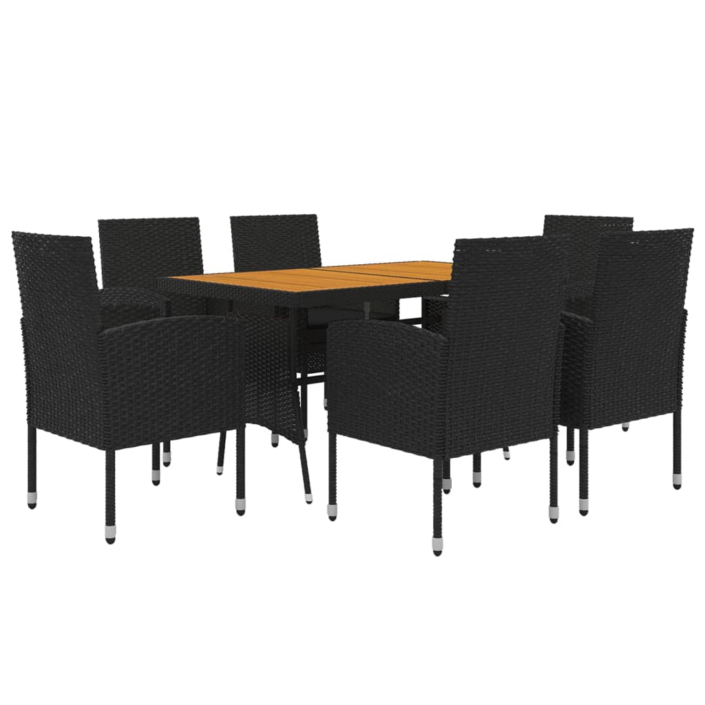 vidaXL 7 Piece Outdoor Dining Set Poly Rattan Black