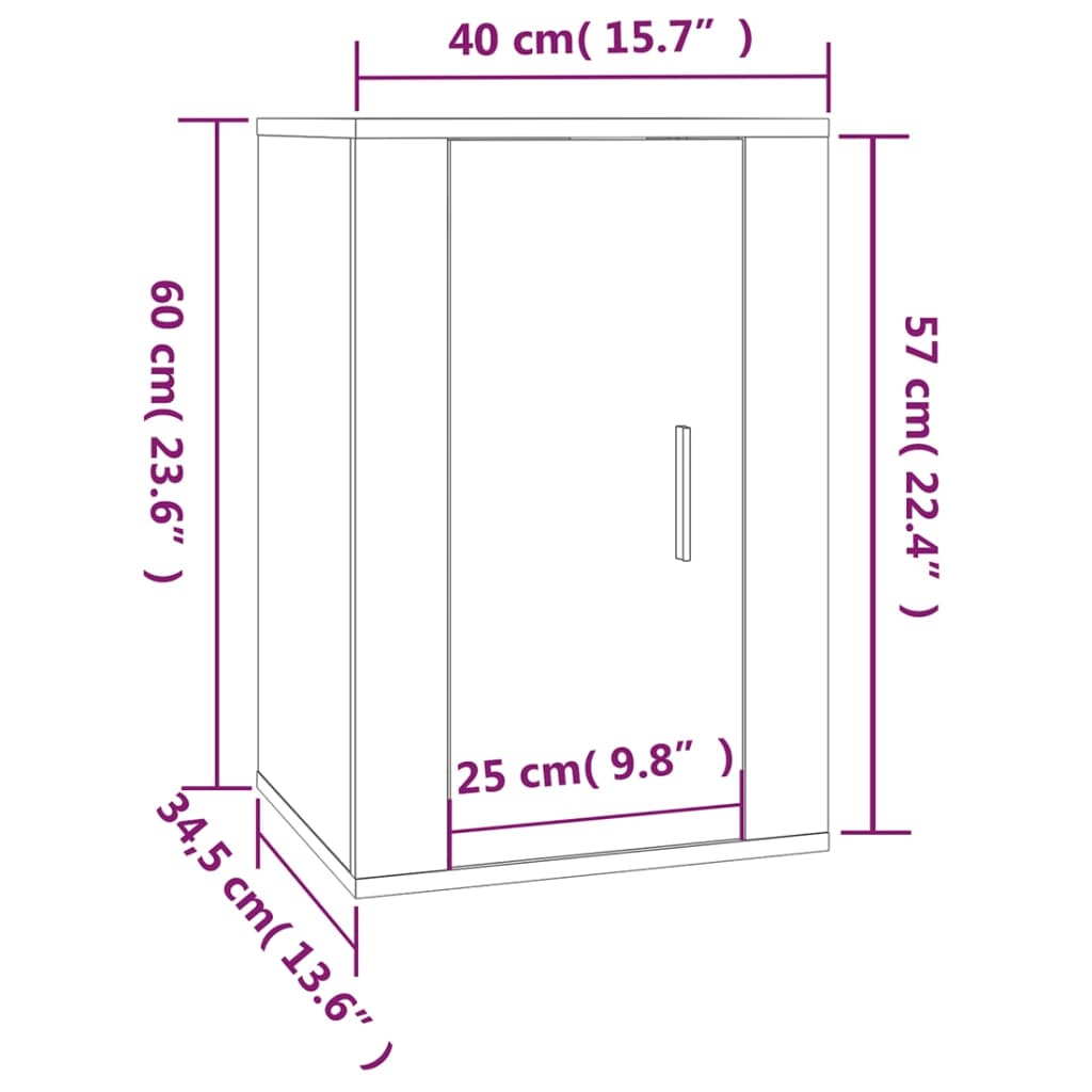 vidaXL Wall Mounted TV Cabinets 2 pcs High Gloss White 40x34.5x60 cm