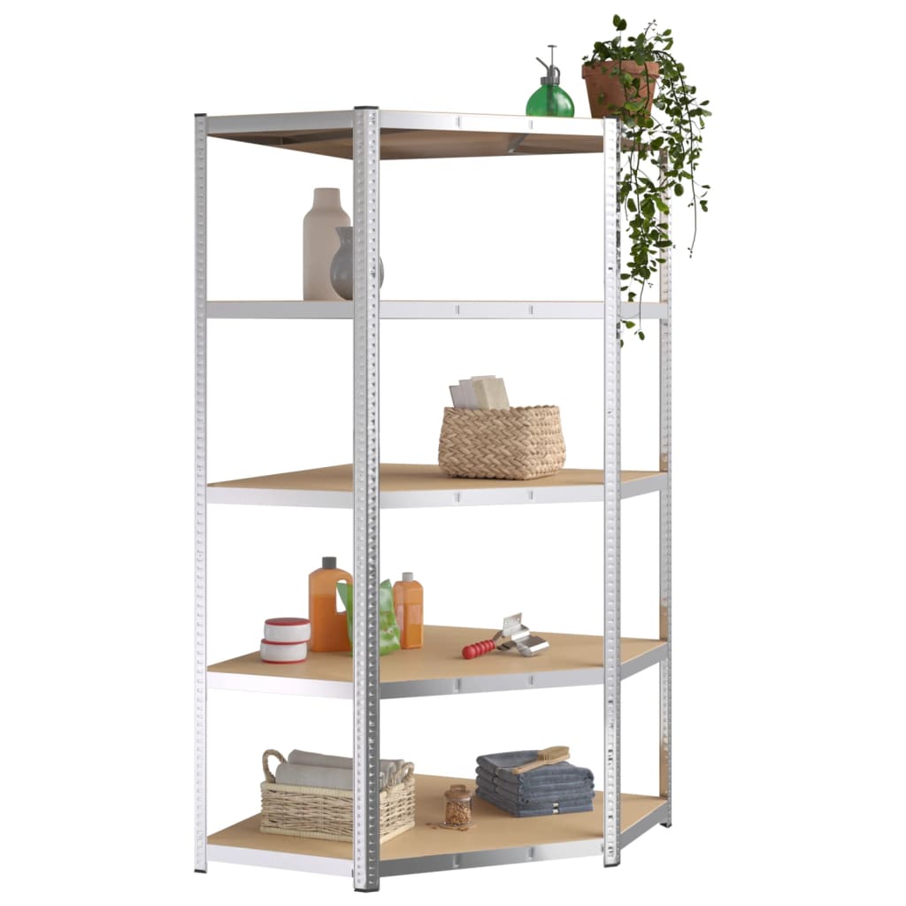 vidaXL 5-Layer Shelves 3 pcs Silver Steel&Engineered Wood