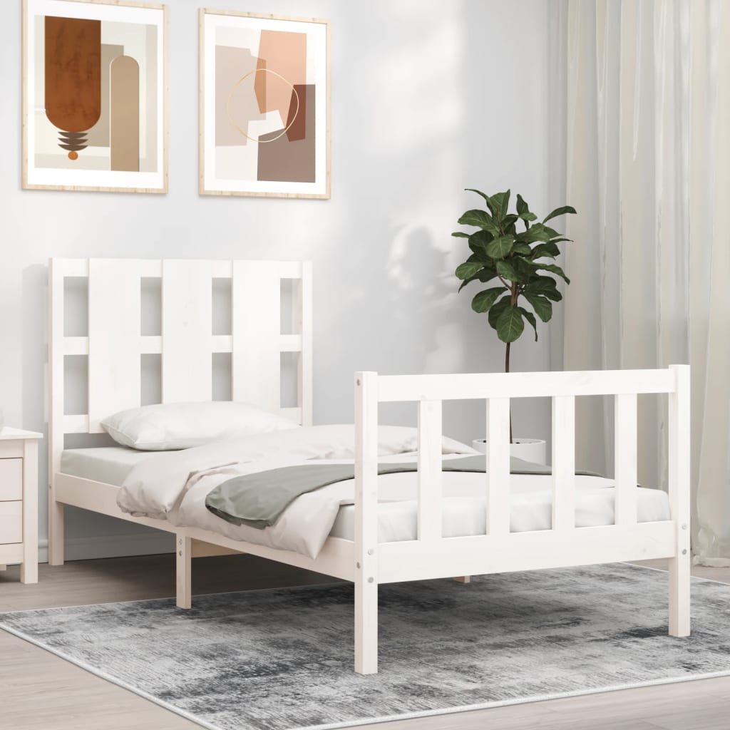 vidaXL Bed Frame without Mattress White 90x190 cm Single Solid Wood Pine