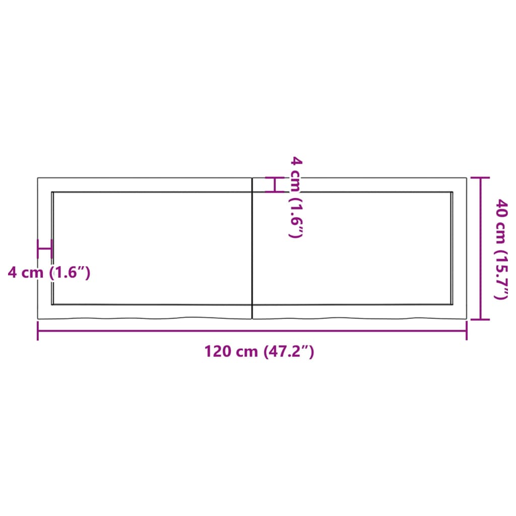 vidaXL Bathroom Countertop Dark Brown 120x40x(2-4) cm Treated Solid Wood