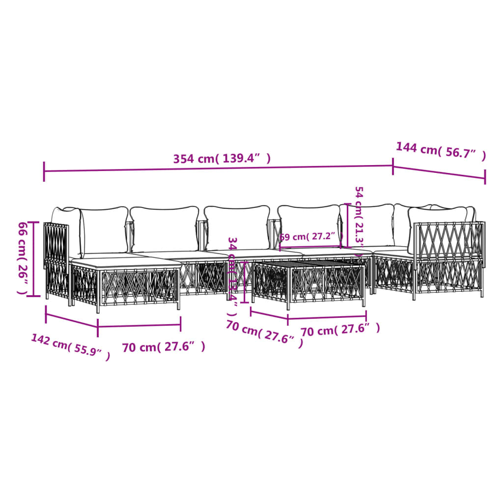 vidaXL 8 Piece Garden Lounge Set with Cushions Anthracite Steel