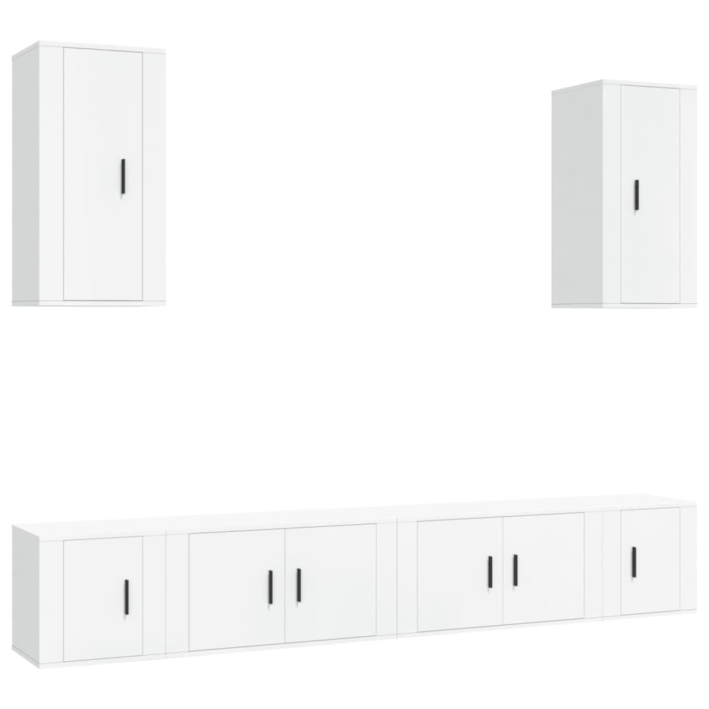 vidaXL 6 Piece TV Cabinet Set White Engineered Wood