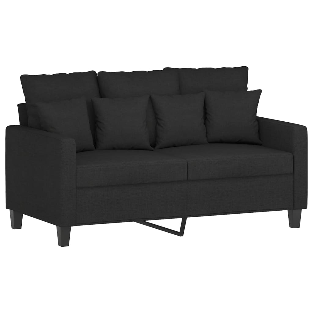 vidaXL 2 Piece Sofa Set with Cushions Black Fabric