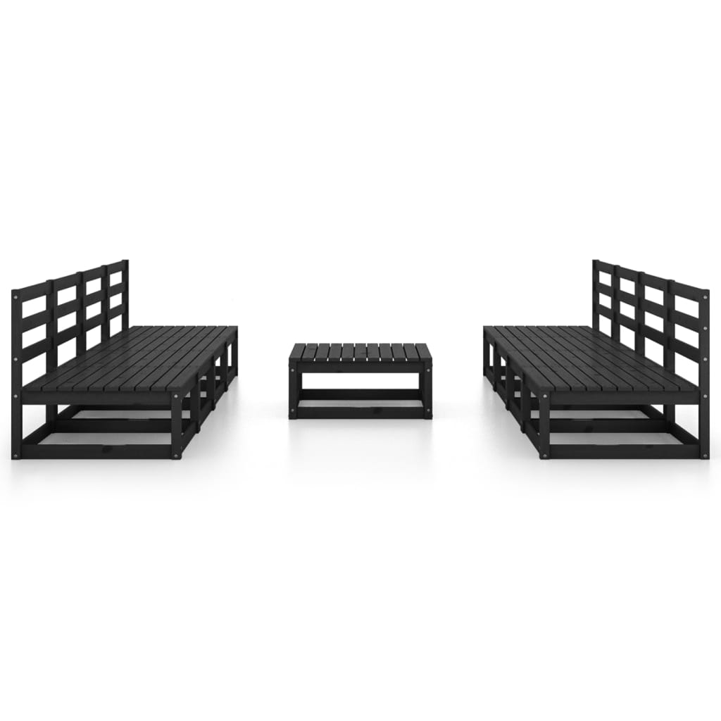 vidaXL 9 Piece Garden Lounge Set Black Solid Pinewood