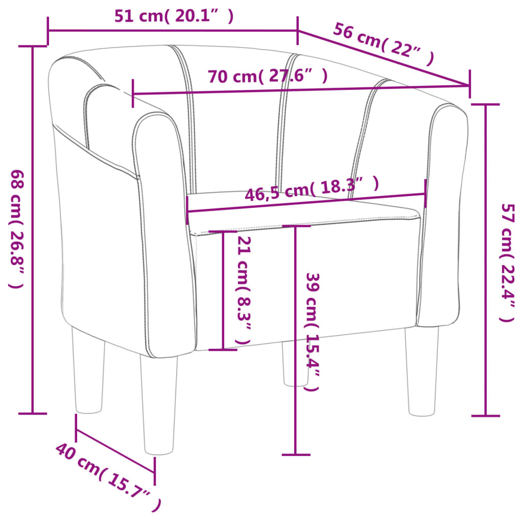 vidaXL Tub Chair Dark Grey Fabric