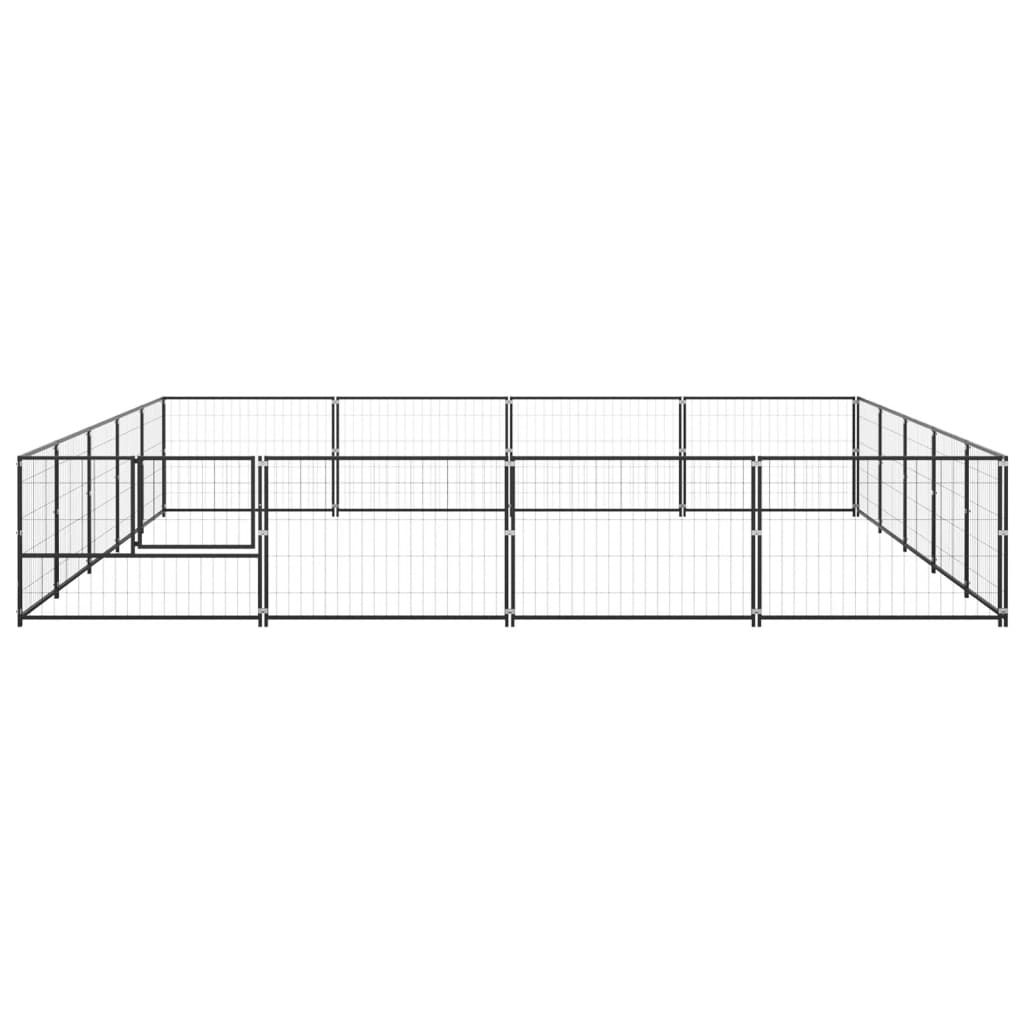 vidaXL Dog Kennel Black 20 m² Steel