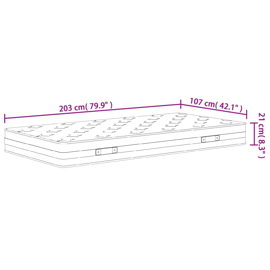 vidaXL Bonnell Spring Mattress Medium 107x203 cm King Single Size