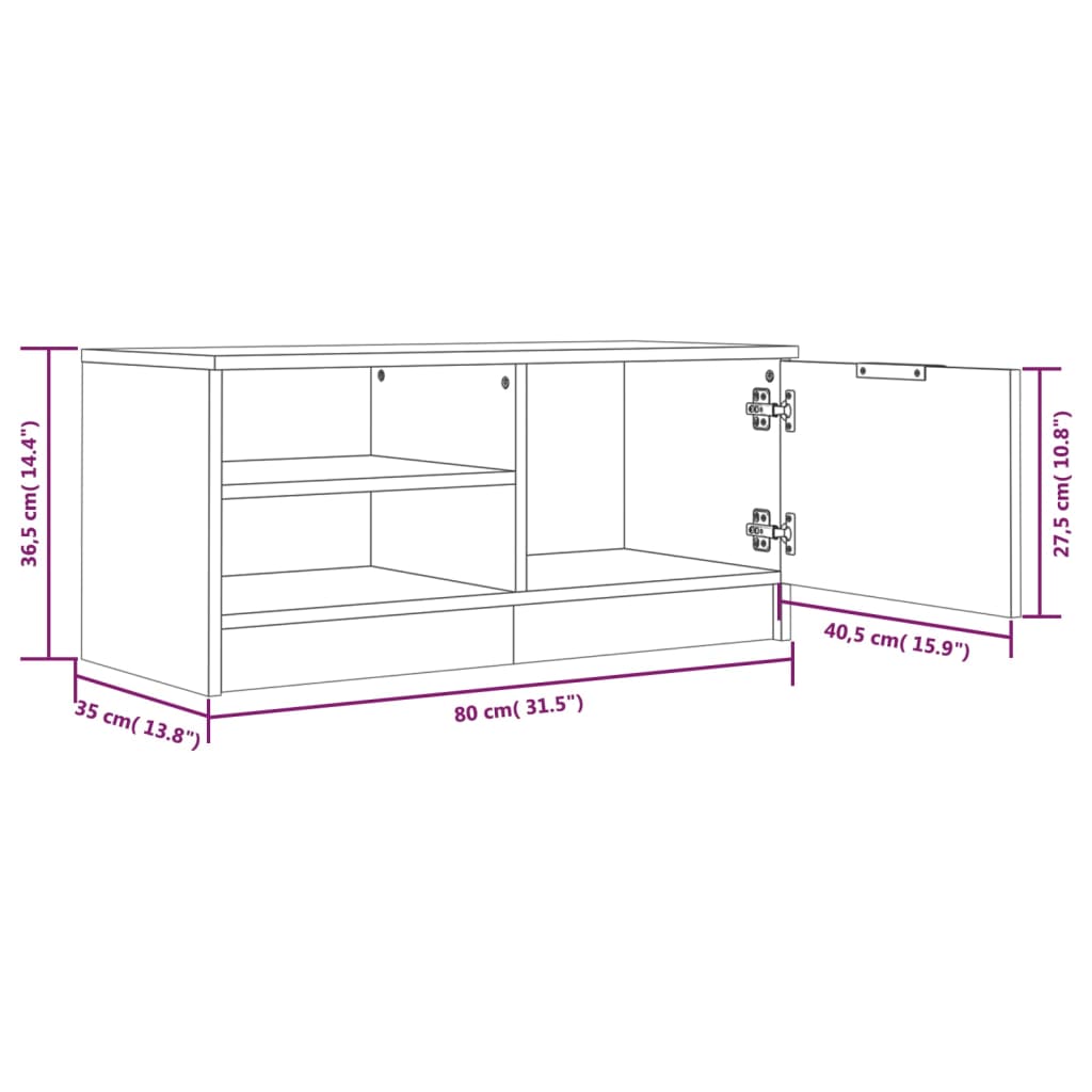 vidaXL TV Cabinets 2 pcs Brown Oak 80x35x36.5 cm Engineered Wood