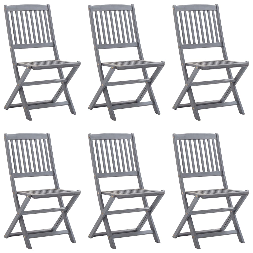 vidaXL Folding Outdoor Chairs 6 pcs with Cushions Solid Acacia Wood