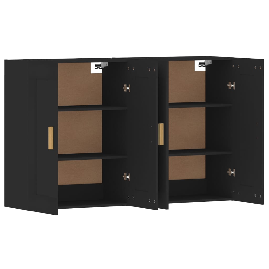 vidaXL Wall Mounted Cabinets 2 pcs Black Engineered Wood