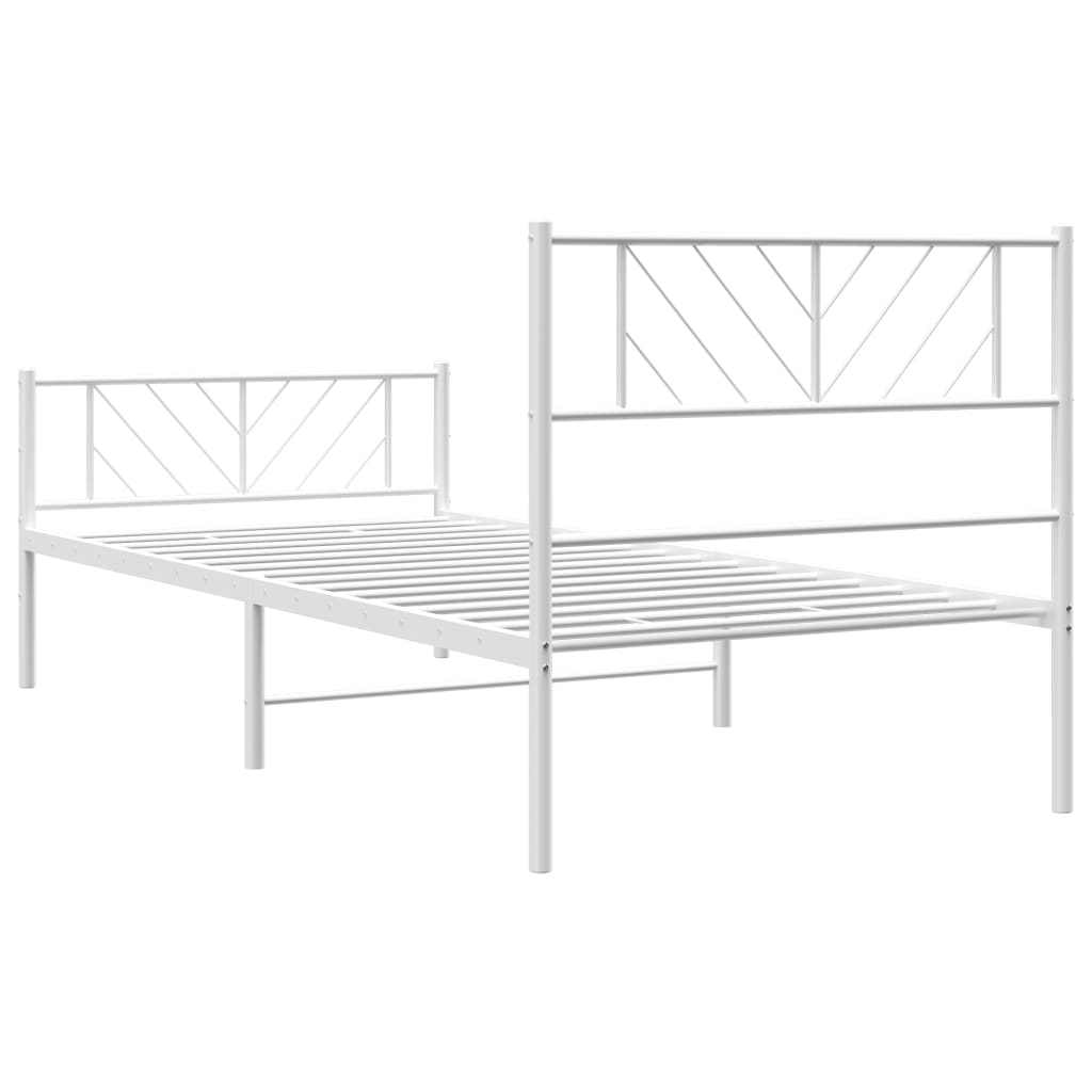 vidaXL Metal Bed Frame without Mattress with Footboard White 107x203 cm