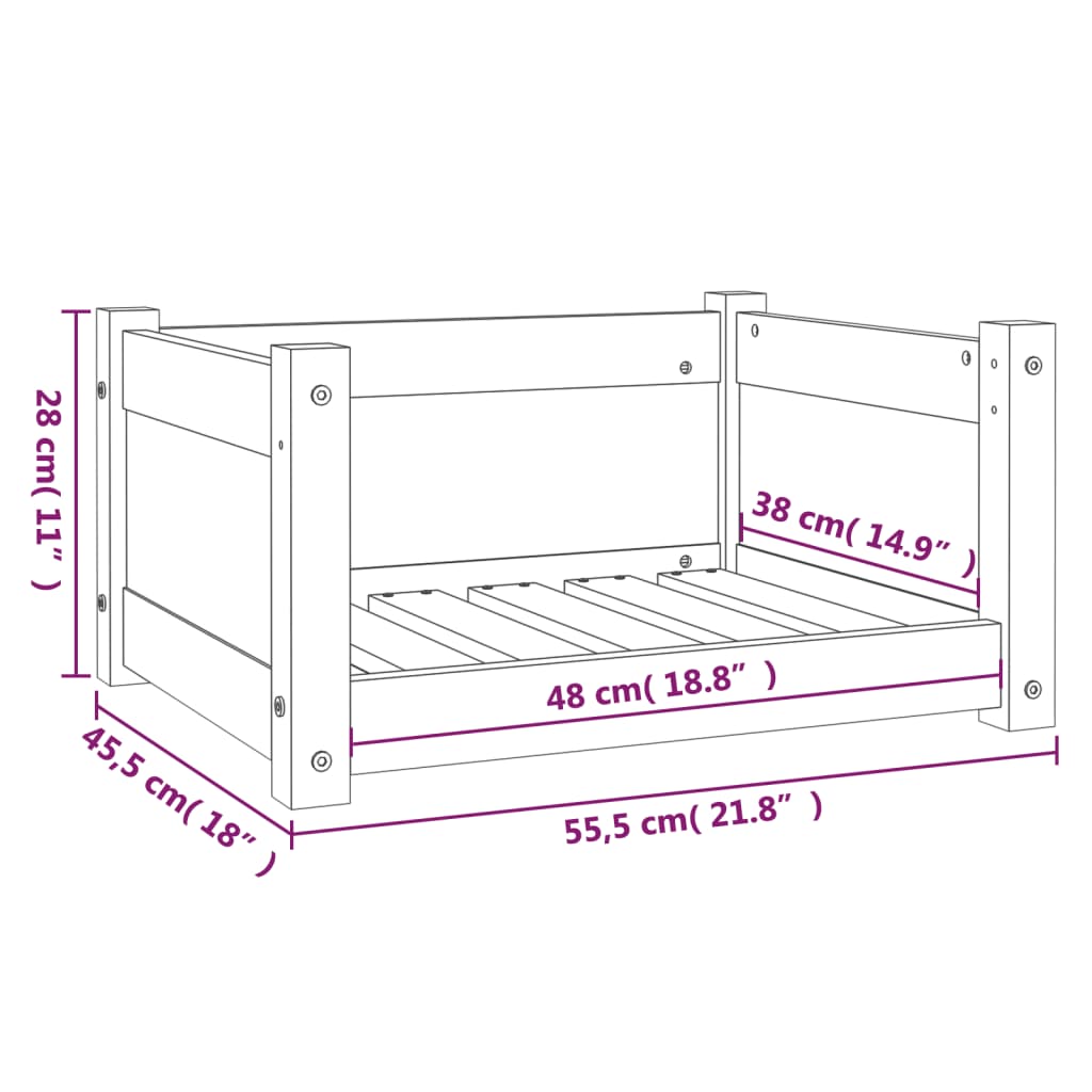 vidaXL Dog Bed White 95.5x65.5x28 cm Solid Pine Wood