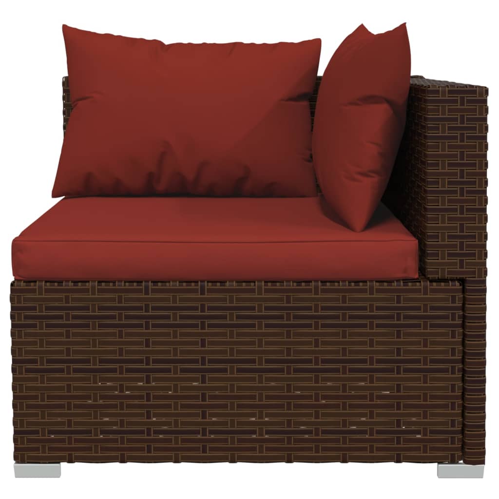 vidaXL 9 Piece Garden Lounge Set with Cushions Brown Poly Rattan