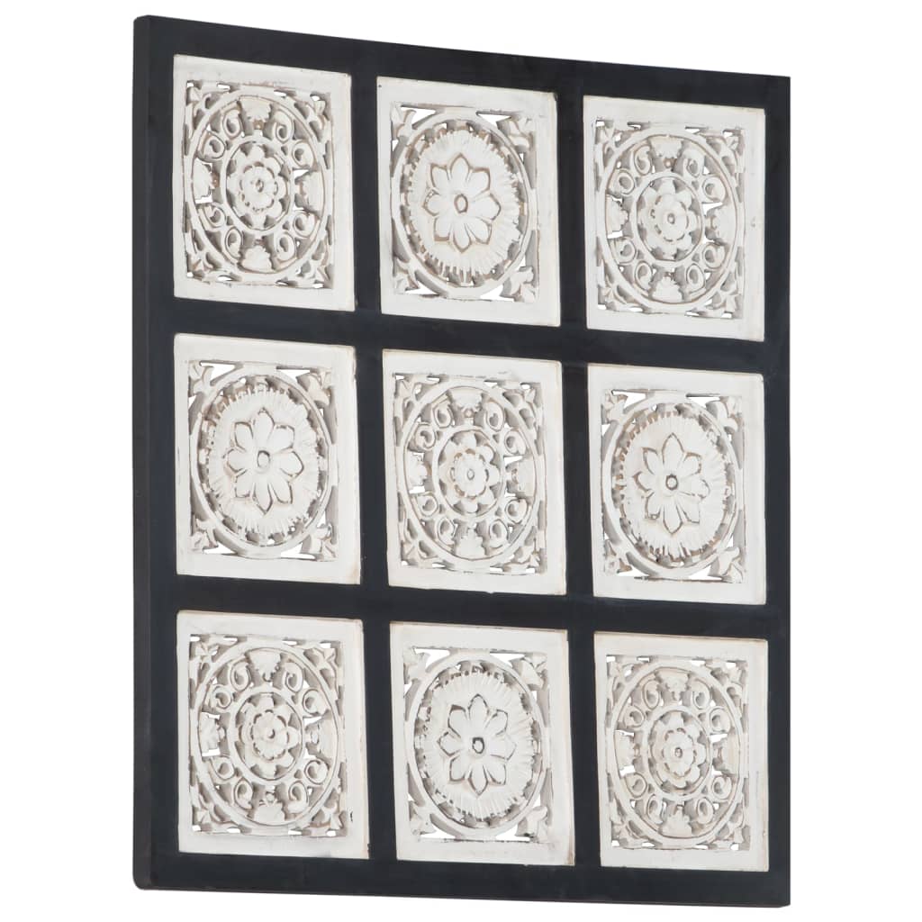 vidaXL Hand-Carved Wall Panel MDF 60x60x1.5 cm Black and White