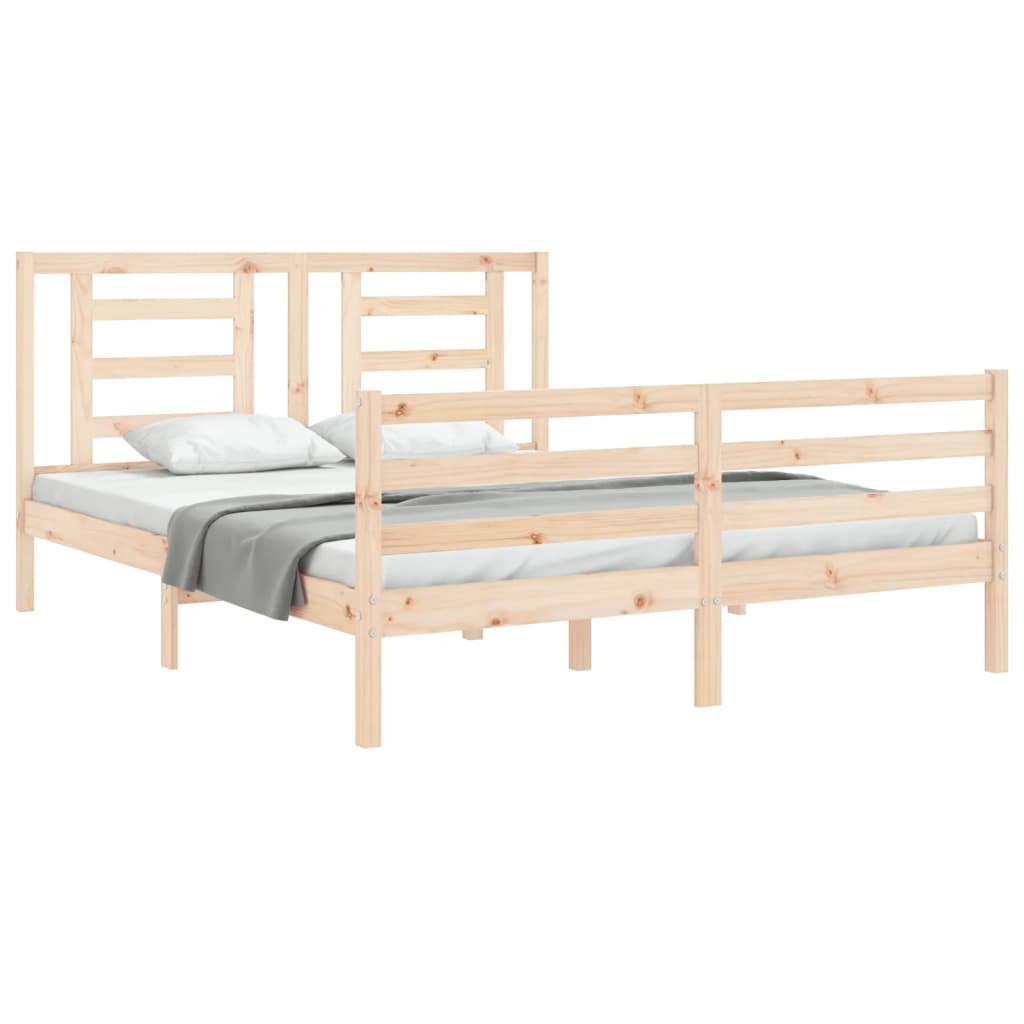 vidaXL Bed Frame without Mattress King Size Solid Wood