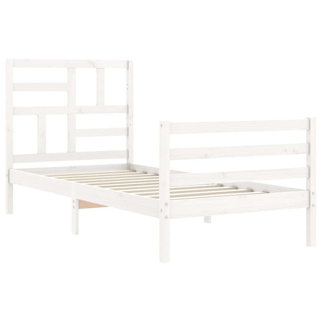 vidaXL Bed Frame without Mattress White Single Solid Wood