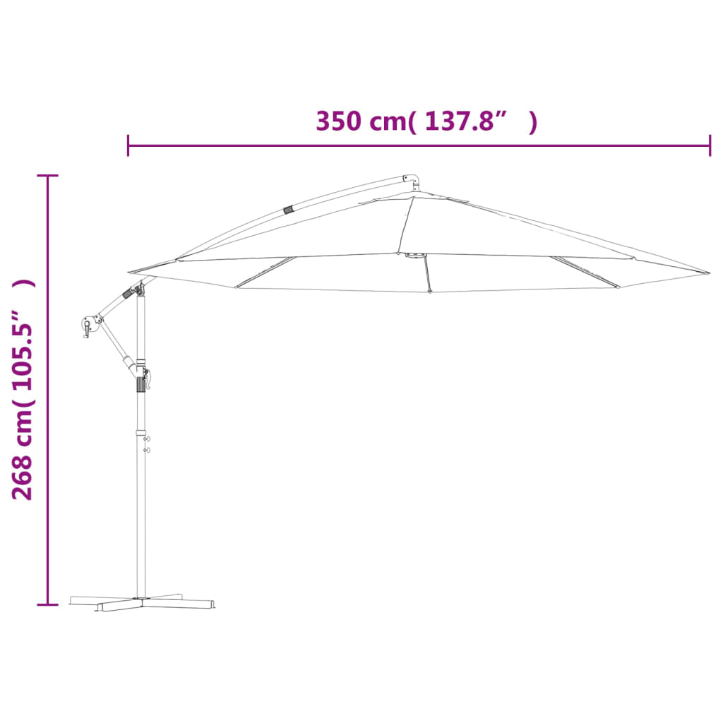 vidaXL Cantilever Garden Parasol with Aluminium Pole 350 cm Taupe