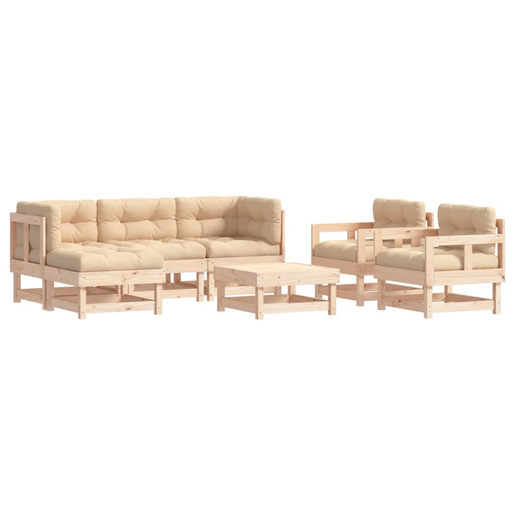 vidaXL 7 Piece Garden Lounge Set with Cushions Solid Wood