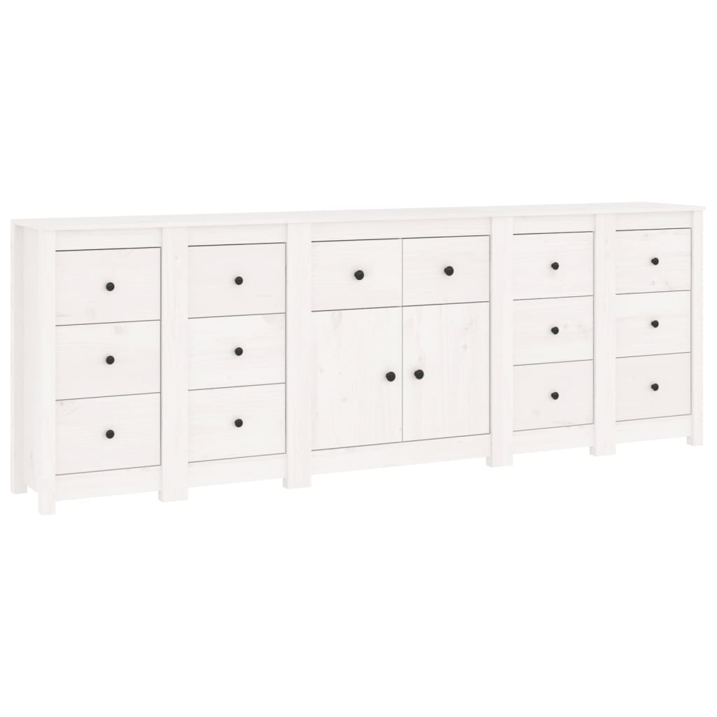 vidaXL Sideboard White 230x35x80 cm Solid Wood Pine