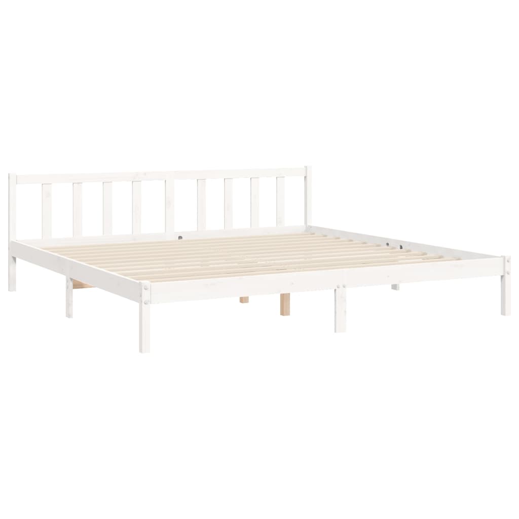 vidaXL Bed Frame without Mattress White Super King Size Solid Wood Pine