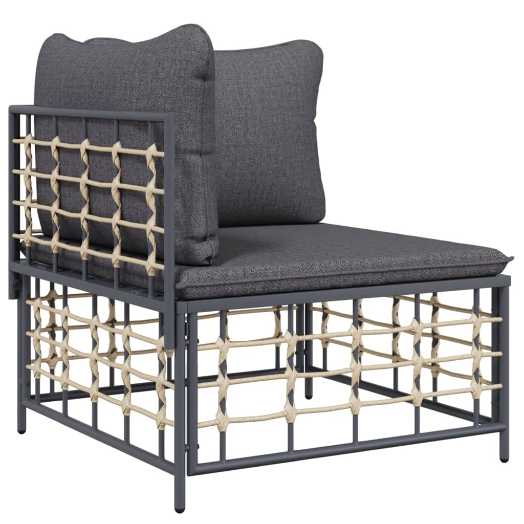 vidaXL 8 Piece Garden Lounge Set with Cushions Anthracite Poly Rattan