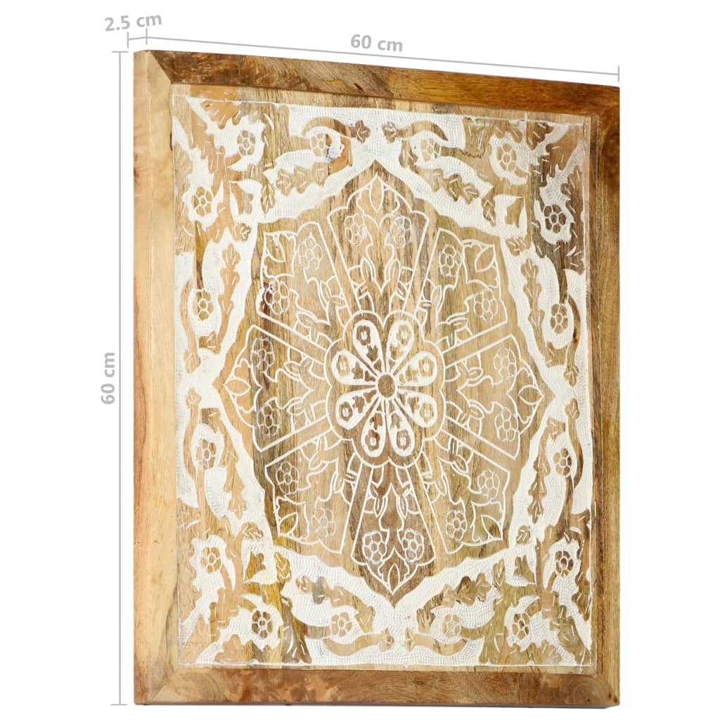 vidaXL Hand-Carved Wall Panels 2 pcs Solid Mango Wood 60x60x2.5 cm