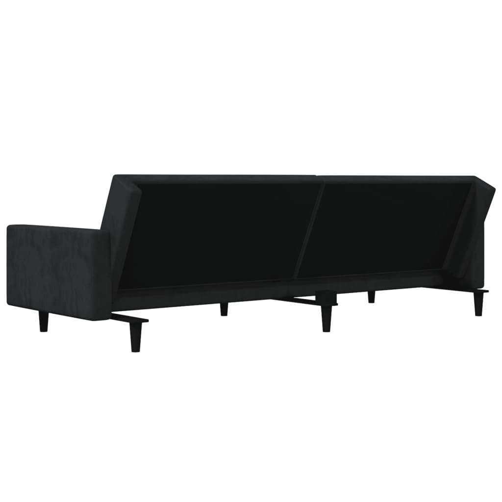 vidaXL 2-Seater Sofa Bed with Two Pillows Black Velvet