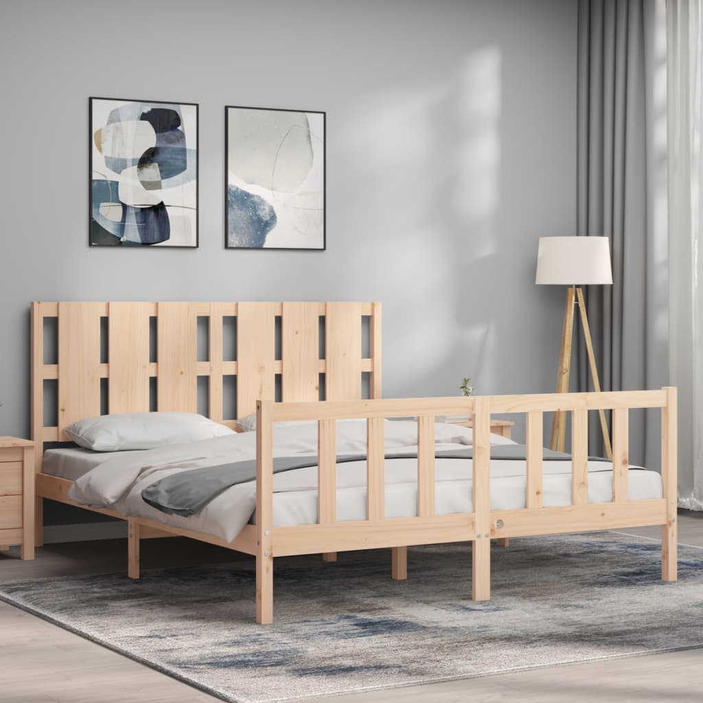 vidaXL Bed Frame without Mattress King Size Solid Wood Pine