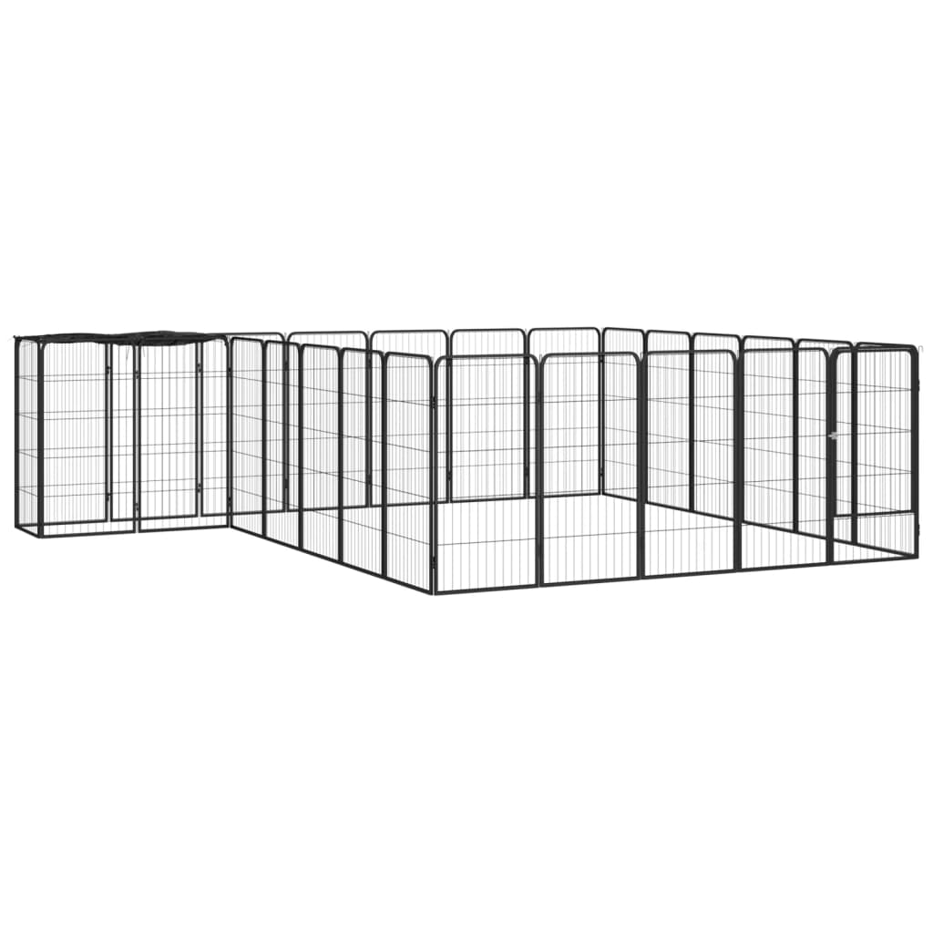 vidaXL 26-Panel Dog Playpen Black 50x100 cm Powder-coated Steel