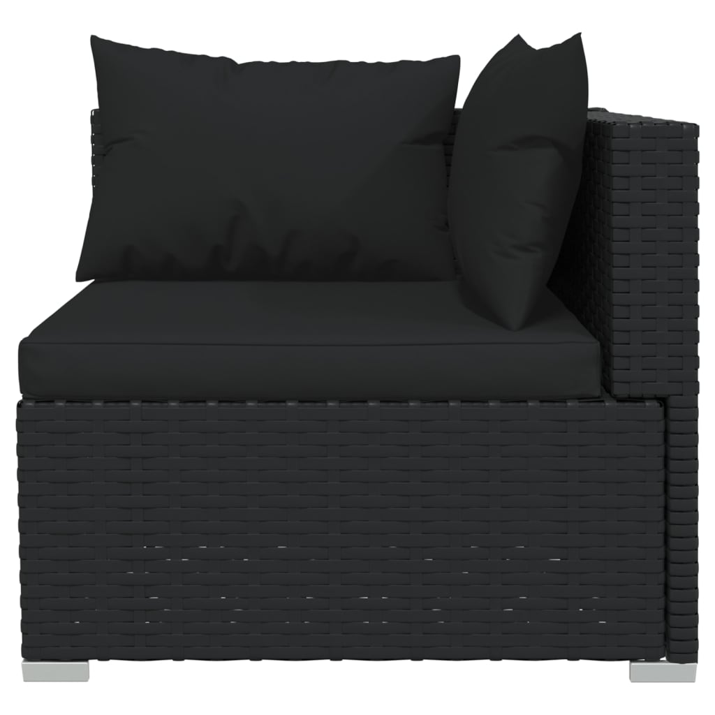 vidaXL 11 Piece Garden Lounge Set with Cushions Black Poly Rattan