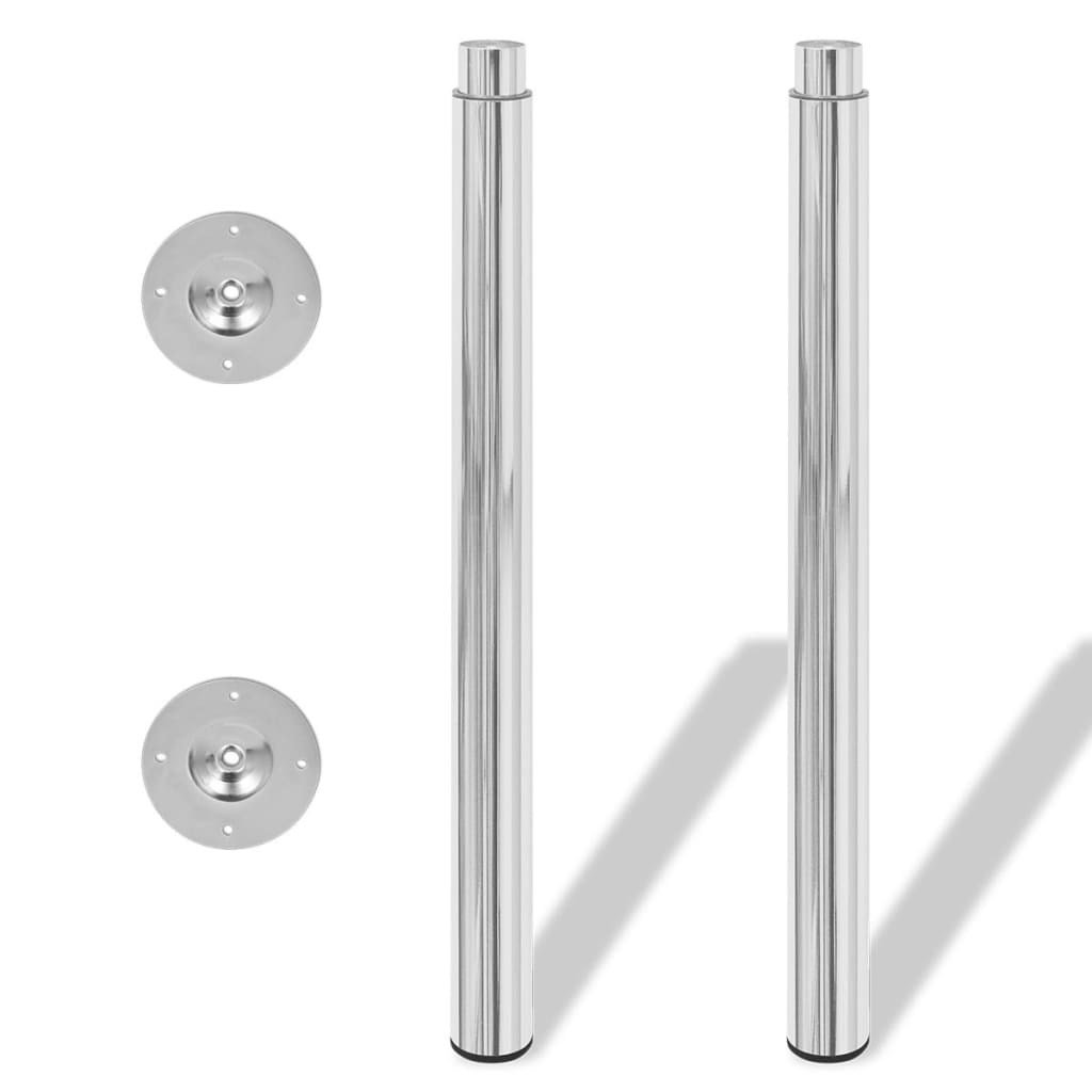 2 Telescopic Table Legs Chrome 710 mm-1100 mm