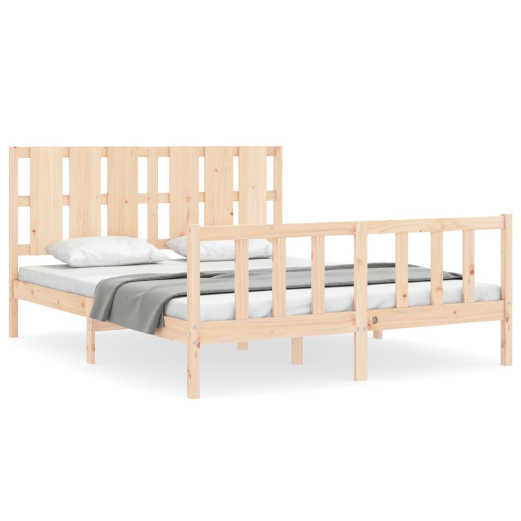 vidaXL Bed Frame without Mattress King Size Solid Wood Pine