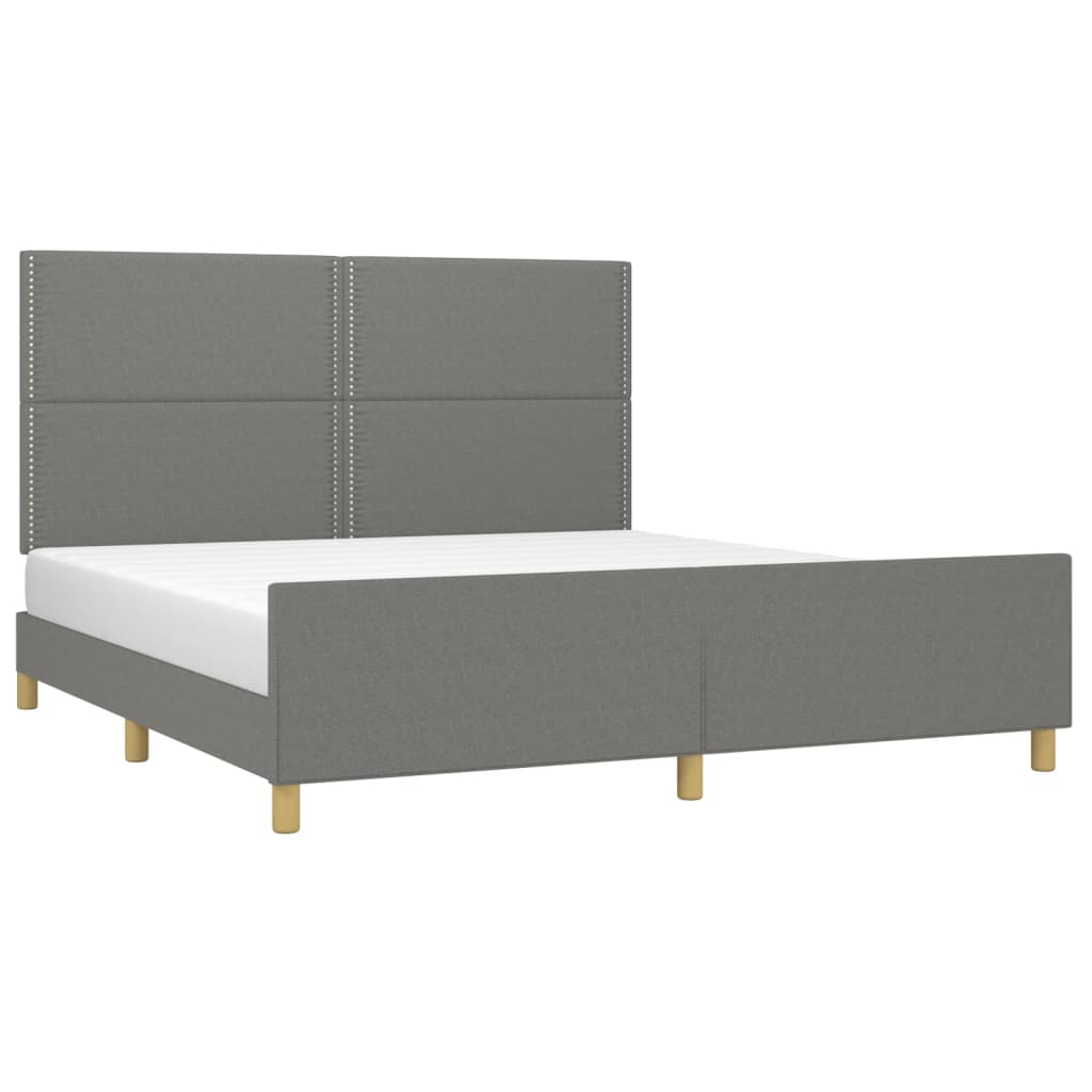 vidaXL Bed Frame without Mattress Dark Grey 152x203 cm Queen Fabric