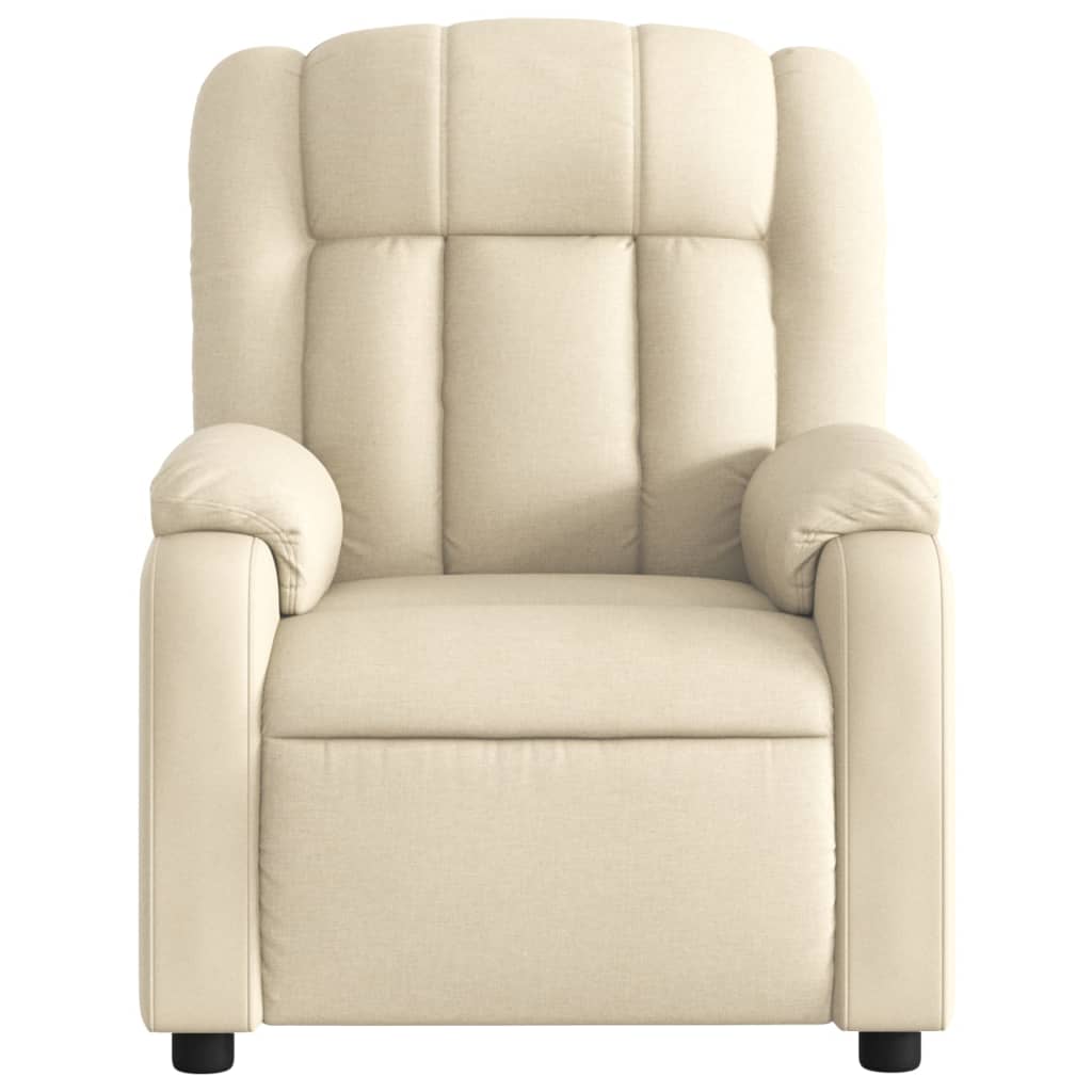 vidaXL Massage Recliner Chair Cream Fabric