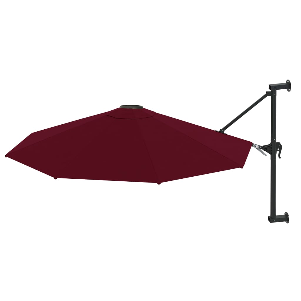 vidaXL Wall-Mounted Garden Parasol with Metal Pole 300 cm Burgundy