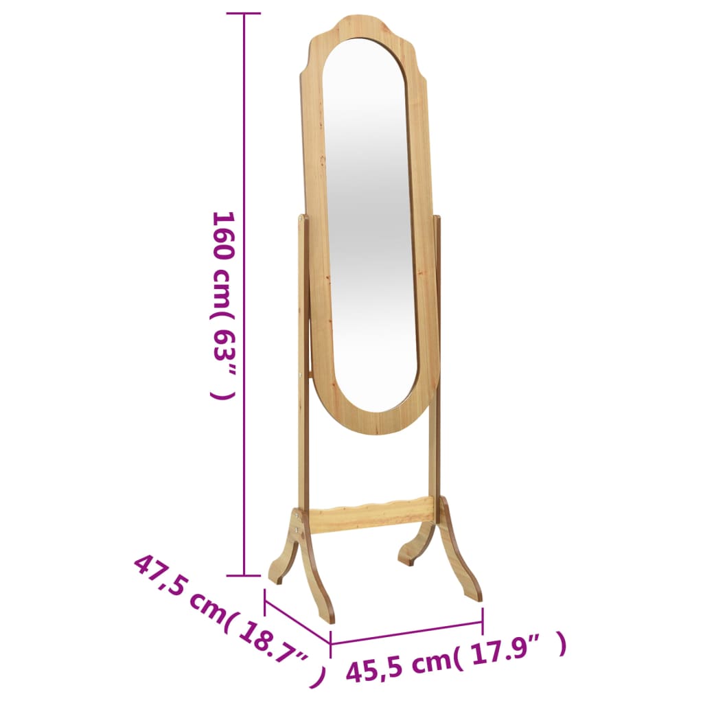 vidaXL Free Standing Mirror 45.5x47.5x160 cm Engineered Wood