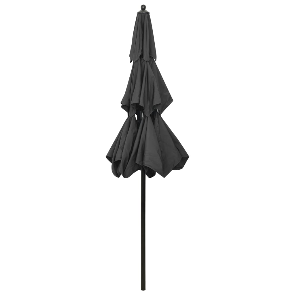 vidaXL 3-Tier Garden Parasol with Aluminium Pole Anthracite 2.5 m