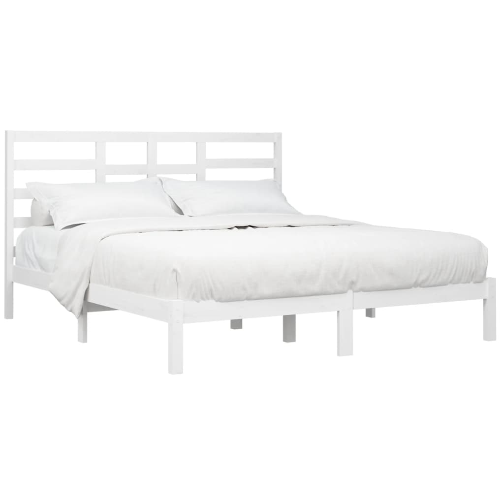 vidaXL Bed Frame White Solid Wood 180x200 cm Super King Size