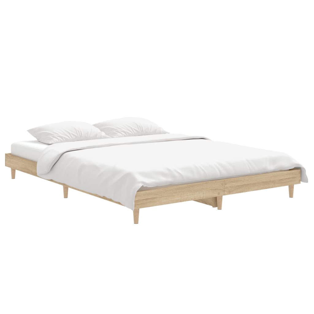 vidaXL Bed Frame without Mattress Sonoma Oak 135x190 cm Double Engineered Wood