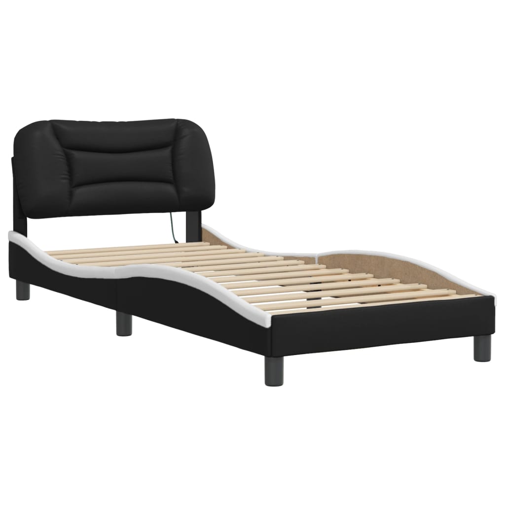 vidaXL Bed Frame with LED without Mattress Black and White 90x190 cm