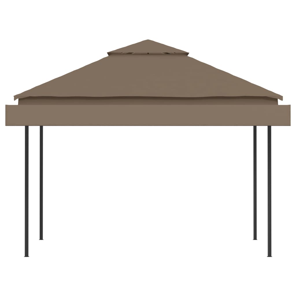 vidaXL Gazebo with Double Extending Roofs 3x3x2.75 m Taupe 180g/m²