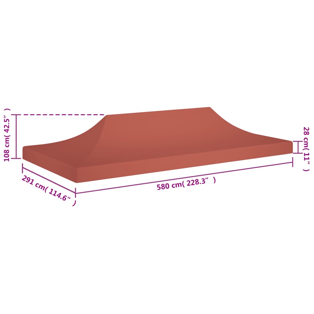 vidaXL Party Tent Roof 6x3 m Terracotta 270 g/m²