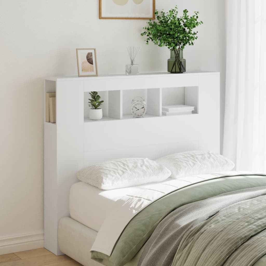 vidaXL LED Headboard White 120x18.5x103.5 cm Engineered Wood