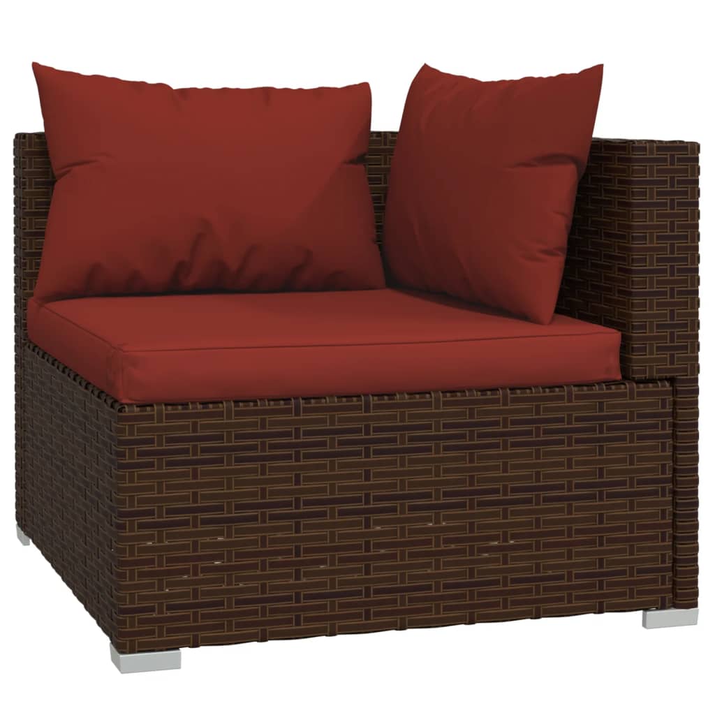 vidaXL 8 Piece Garden Lounge Set with Cushions Poly Rattan Brown