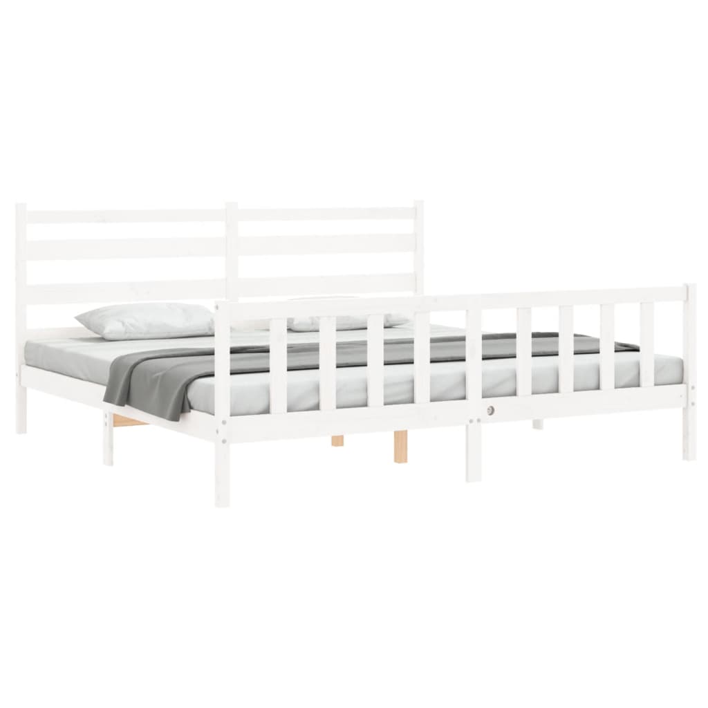 vidaXL Bed Frame without Mattress White Solid Wood Pine