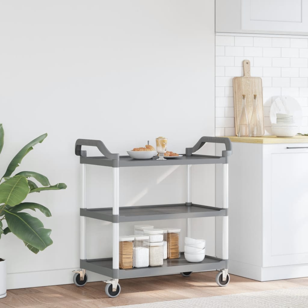 vidaXL 3-Tier Trolley Grey 99x50x96 cm Aluminium