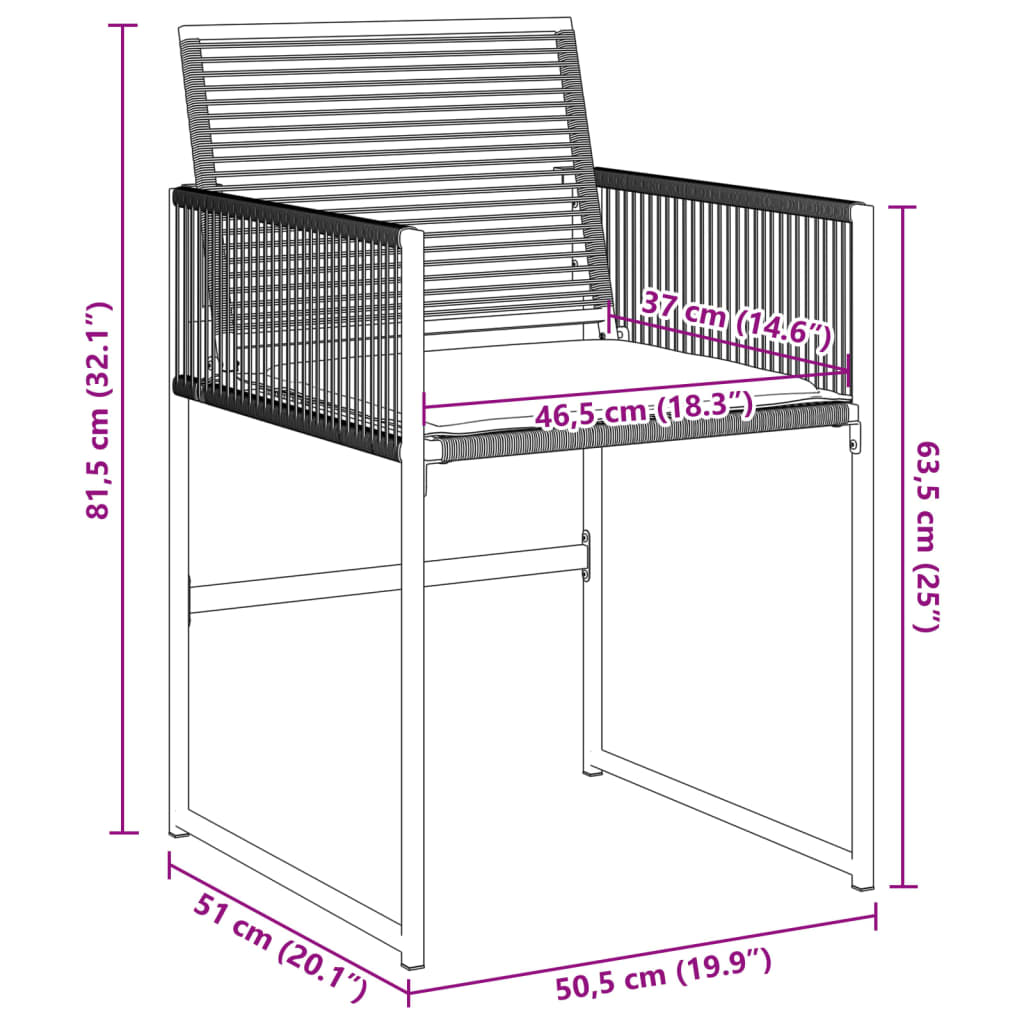 vidaXL Garden Chairs with Cushions 4 pcs Black Poly Rattan