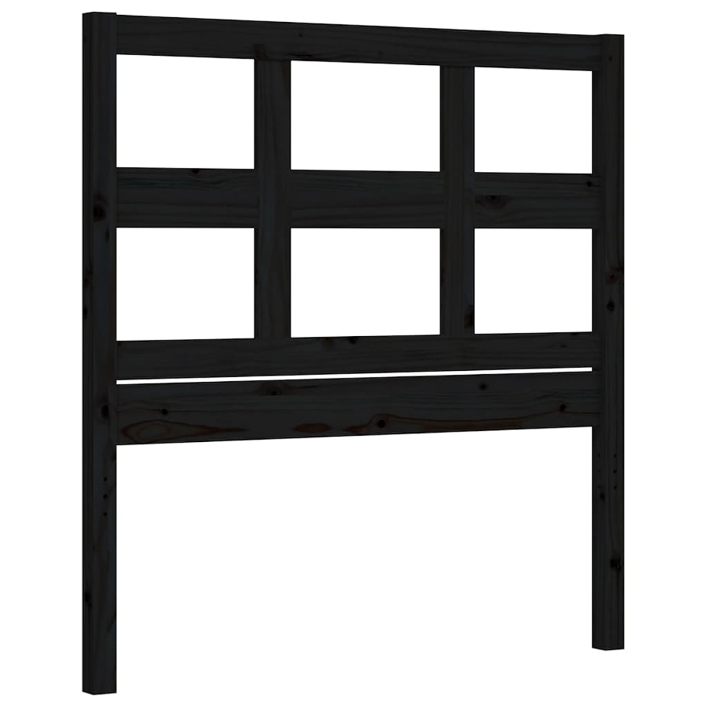 vidaXL Bed Frame with Headboard Black Single Solid Wood