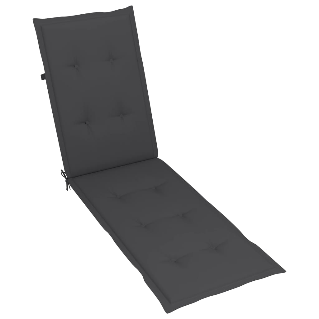 vidaXL Outdoor Deck Chair with Footrest and Cushion Solid Acacia Wood